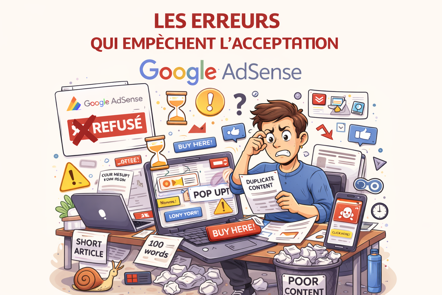 erreur qui enpeche l'acceptation de google adsense